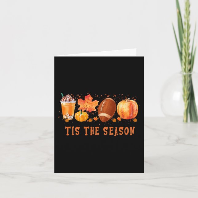 Tis' The Season Leopard Pumpkin Football Halloween Card (Front)