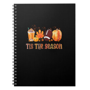 Tis The Season Leopard Pumpkin Football Halloween Notebook