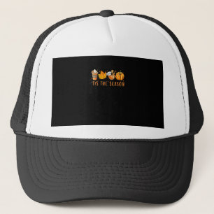 Tis The Season Lunch Lady Pumpkin Spice Fall Leave Trucker Hat