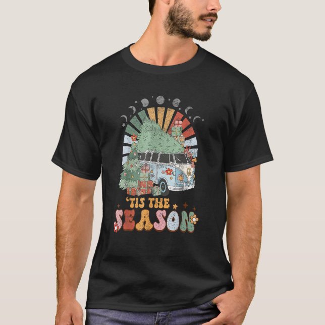 Tis' The Season Merry Camper Christmas Tree RV Cam T-Shirt (Front)