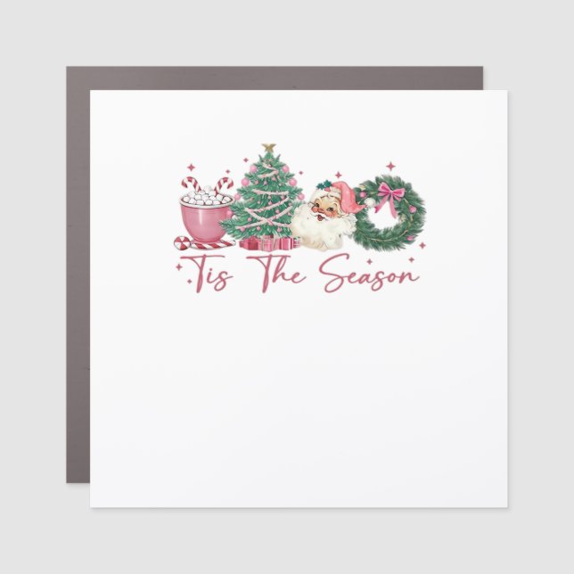 Tis The Season Merry Christmas Cute Xmas Coffee Ch Car Magnet (Front)