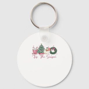 Tis The Season Merry Christmas Cute Xmas Coffee Ch Keychain