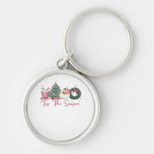 Tis The Season Merry Christmas Cute Xmas Coffee Ch Keychain