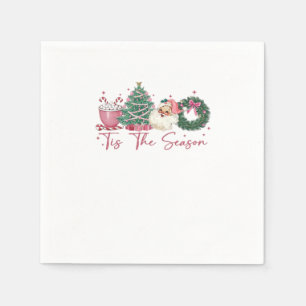 Tis The Season Merry Christmas Cute Xmas Coffee Ch Napkins