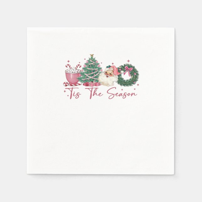 Tis The Season Merry Christmas Cute Xmas Coffee Ch Napkins (Front)