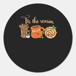 Tis The Season Mexican Christmas Cafecito Pan Dulc Classic Round Sticker