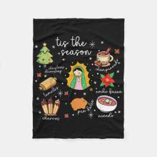 Tis The Season Mexican Christmas Feliz Navidad Xma Fleece Blanket