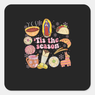 Tis The Season Mexican Christmas Holiday Square Sticker