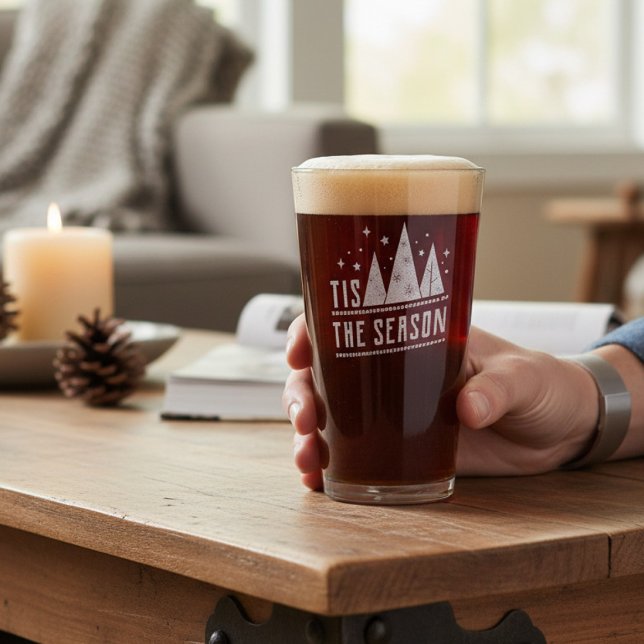 Tis The Season Modern Christmas Typography Pint Glass (Creator Uploaded)