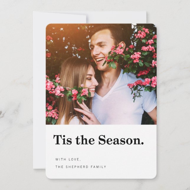 Tis the Season Modern Holiday Photo Card (Front)