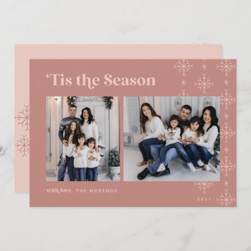 Tis the Season  Modern Snowflakes Photo Holiday Card