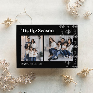 Tis the Season Modern Snowflakes Photo Holiday Card
