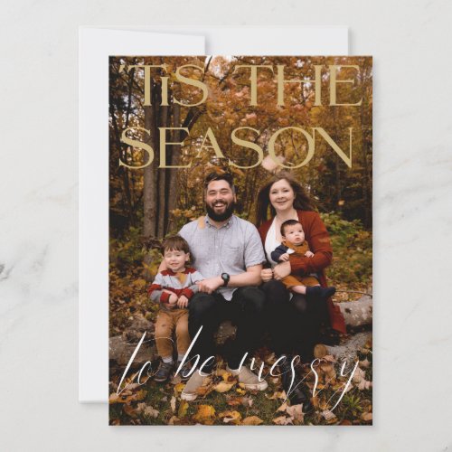 Tis The Season Modern Typography Christmas Photo Holiday Card