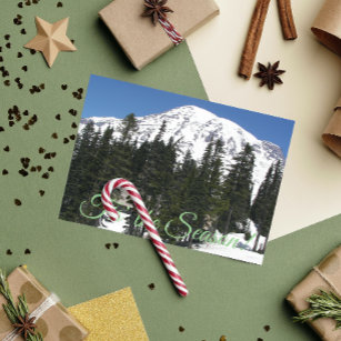 Tis the Season Mount Rainier Landscape Holiday Card