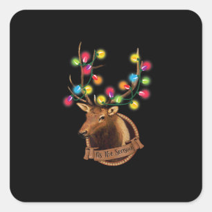 Tis The Season Mounted Reindeer With Christmas Lig Square Sticker
