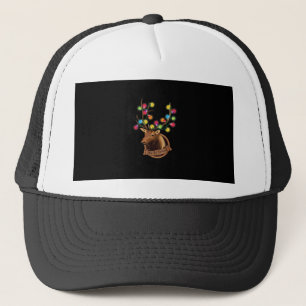 Tis The Season Mounted Reindeer With Christmas Lig Trucker Hat