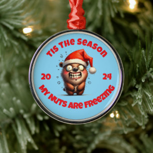 Tis The Season My Nuts Are Freezing Bear Metal Ornament