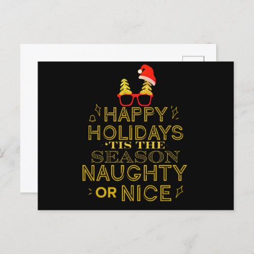 Tis The Season Naughty or Nice Christmas Postcard