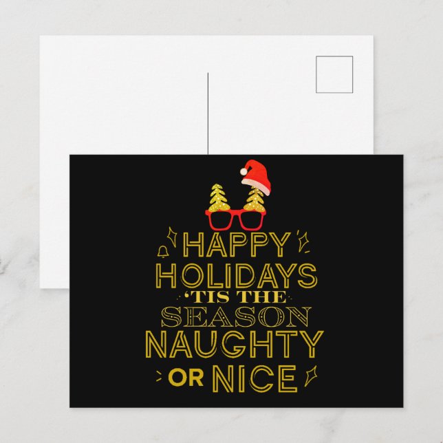 Tis The Season Naughty or Nice Christmas Postcard (Front/Back)