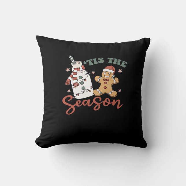 Tis The Season New Years Funny Christmas Throw Pillow (Front)