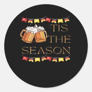 Tis The Season Oktoberfest Fun Beer Festival Fall  Classic Round Sticker