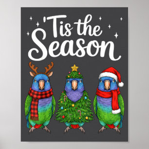 Tis The Season Onus Parrot Christmas Santa Bird Poster