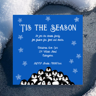 'Tis the Season Penguin Christmas Party Invitation