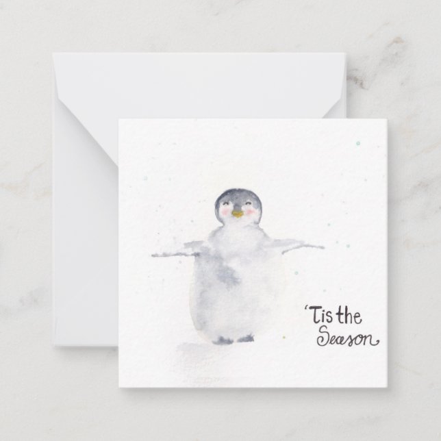 Tis the Season Penguin  Note Card (Front)