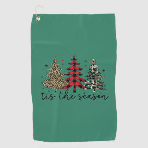 "Tis the Season" Plaid Leopard Christmas Trees Golf Towel