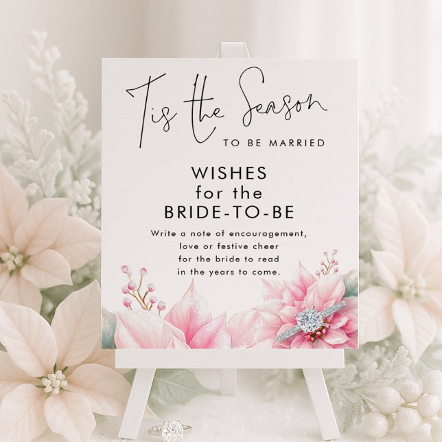 Tis the season Poinsettia Bridal Shower Wishes Poster (Creator Uploaded)