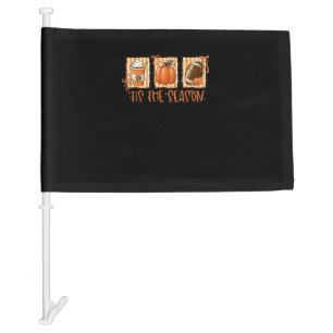 Tis The Season Pumpkin American Football Thanksgiv Car Flag