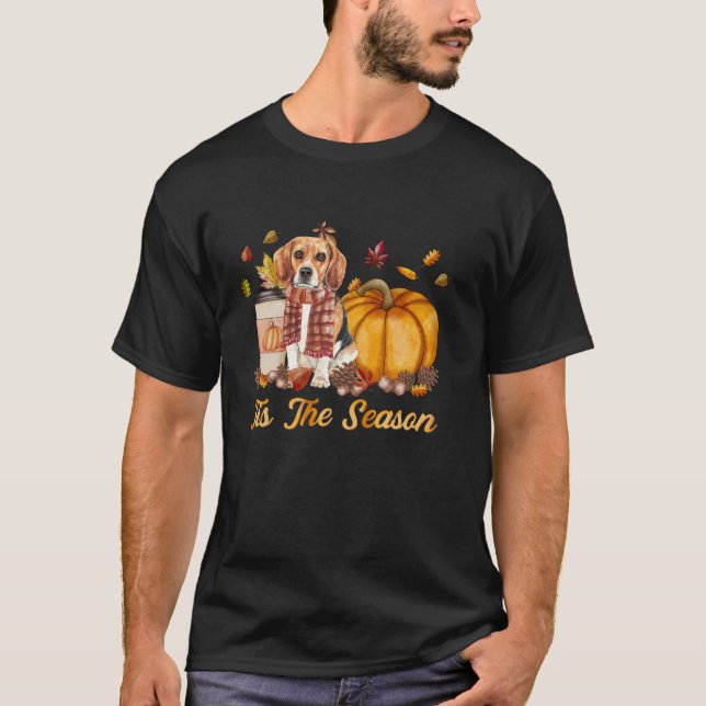 Tis The Season Pumpkin Beagle Dog Fall Season Pump T-Shirt (Front)