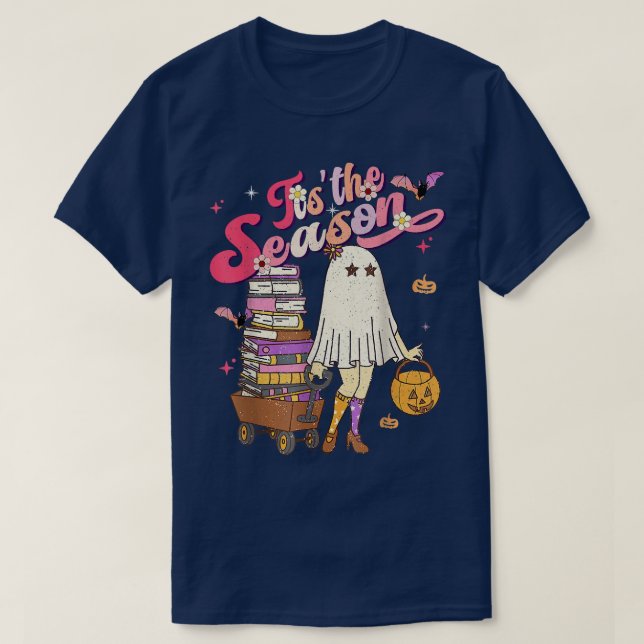 Tis the Season Pumpkin Boo 60s 70s Hippie Hallowee T-Shirt (Design Front)