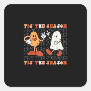Tis The Season Pumpkin Boo 70s Halloween Costume Square Sticker