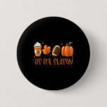 Tis The Season Pumpkin Leaf Latte Fall Thanksgivin Button