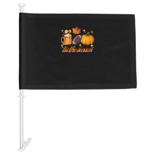 Tis The Season Pumpkin Leaf Latte Fall Thanksgivin Car Flag