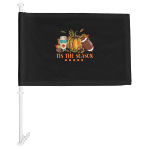 Tis The Season Pumpkin Leaf Latte Fall Thanksgivin Car Flag