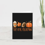 Tis The Season Pumpkin Leaf Latte Fall Thanksgivin Card