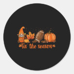 Tis The Season Pumpkin Leaf Latte Fall Thanksgivin Classic Round Sticker
