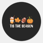 Tis The Season Pumpkin Leaf Latte Fall Thanksgivin Classic Round Sticker