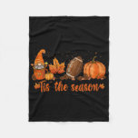Tis The Season Pumpkin Leaf Latte Fall Thanksgivin Fleece Blanket