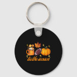 Tis The Season Pumpkin Leaf Latte Fall Thanksgivin Keychain