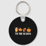 Tis The Season Pumpkin Leaf Latte Fall Thanksgivin Keychain
