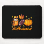 Tis The Season Pumpkin Leaf Latte Fall Thanksgivin Mouse Pad