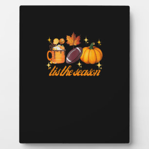 Tis The Season Pumpkin Leaf Latte Fall Thanksgivin Plaque
