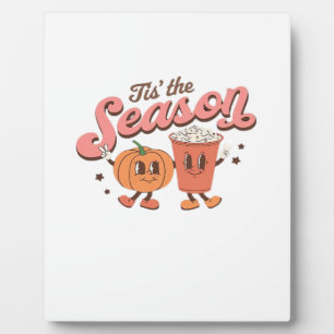 Tis The Season Pumpkin Leaf Latte Fall Thanksgivin Plaque
