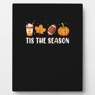 Tis The Season Pumpkin Leaf Latte Fall Thanksgivin Plaque