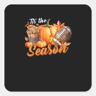 Tis The Season Pumpkin Leaf Latte Fall Thanksgivin Square Sticker