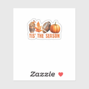 Tis The Season Pumpkin Leaf Latte Fall Thanksgivin Sticker