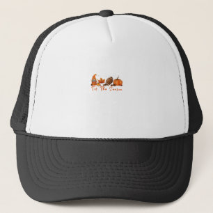 Tis The Season Pumpkin Leaf Latte Fall Thanksgivin Trucker Hat